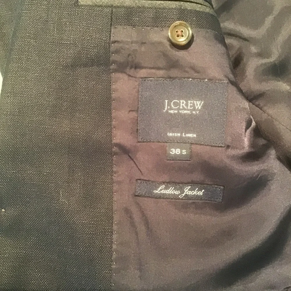 J.Crew Ludlow Jacket 38S 100% Irish Linen Blazer Black Structured 2-Button